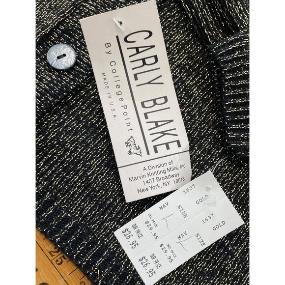 Vintage 90s Carly Blake Cardigan Size Large Metallic Button Front Deadstock NEW - Picture 5 of 8